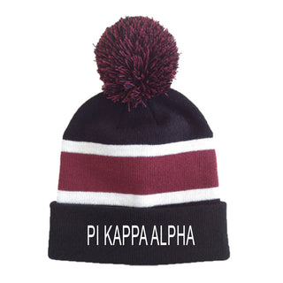 Fraternity Striped Pom Beanie