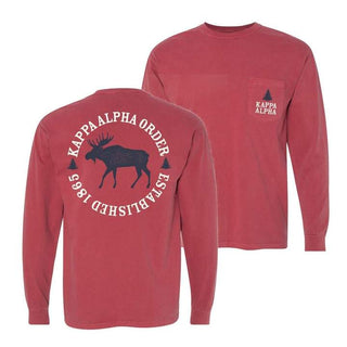 Fraternity Comfort Colors Crimson Holiday Long Sleeve Pocket Tee