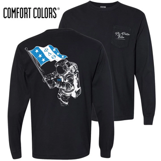 Fraternity Comfort Colors Black Astronaut Long Sleeve Pocket Tee