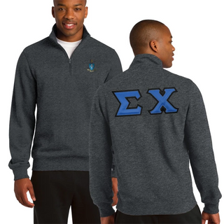 Fraternity Heather Charcoal 1/4 Sweatshirt With Sewn On Letters