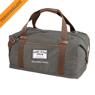 Fraternity Personalized Gray Canvas Duffel