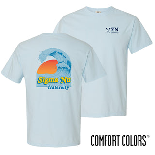 Clearance! Fraternity Comfort Colors Chambray Short Sleeve Retro Ocean Tee