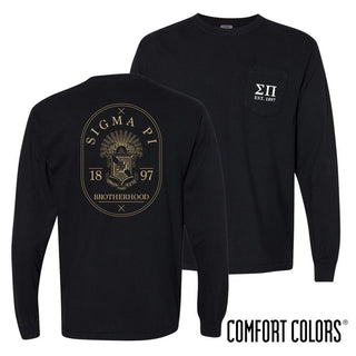 Fraternity Comfort Colors Badge Long Sleeve Pocket Tee