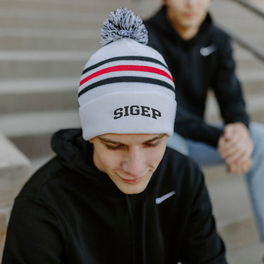 SigEp White Hockey Knit Beanie | Sigma Phi Epsilon | Headwear > Beanies