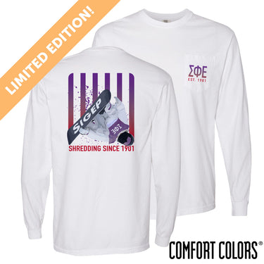 New! Limited Edition SigEp Comfort Colors Slope Shredder Long Sleeve Tee