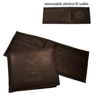 Brown Leather Crest Bi-Fold Wallet