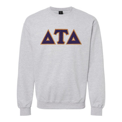 New! Delt Heather Grey Crewneck With Sewn On Letters