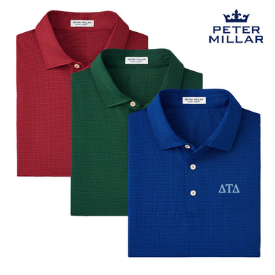 Delt Peter Millar Tesseract Patterned Polo With Greek Letters