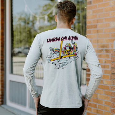 Lambda Chi Comfort Colors White Long Sleeve Ski-leton Tee | Lambda Chi Alpha | Shirts > Long sleeve t-shirts