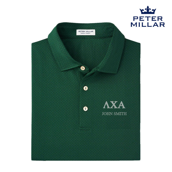 Lambda Chi Personalized Peter Millar Tesseract Patterned Polo With Greek Letters