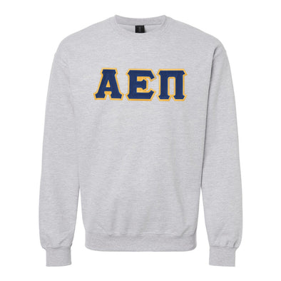 New! AEPi Heather Grey Crewneck With Sewn On Letters