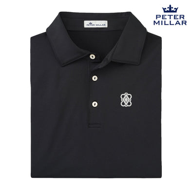 New! Pike Peter Millar Black Polo With Symbol