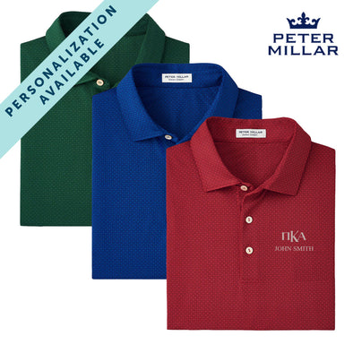 New! Pike Personalized Peter Millar Tesseract Patterned Polo With Greek Letters