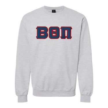 New! Beta Heather Grey Crewneck With Sewn On Letters