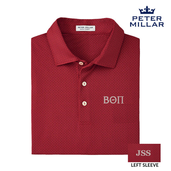 New! Beta Personalized Peter Millar Tesseract Patterned Polo With Greek Letters