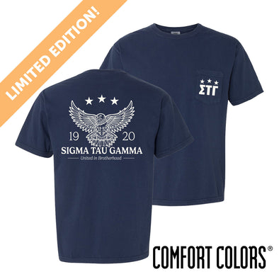New! Sig Tau Comfort Colors Patriotic Eagle Short Sleeve Tee