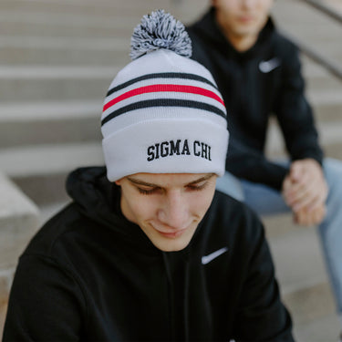 Sigma Chi White Hockey Knit Beanie | Sigma Chi | Headwear > Beanies