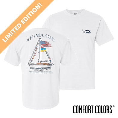 New! Sigma Chi Limited Edition Comfort Colors Nautical Patriot Short Sleeve Tee
