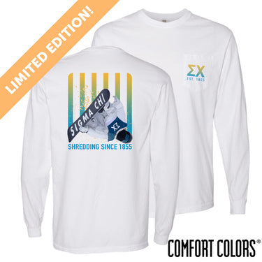 New! Limited Edition Sigma Chi Comfort Colors Slope Shredder Long Sleeve Tee