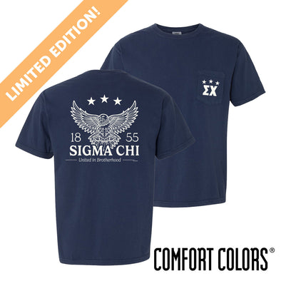 New! Sigma Chi Comfort Colors Patriotic Eagle Short Sleeve Tee