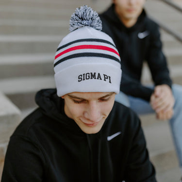 Sigma Pi White Hockey Knit Beanie | Sigma Pi | Headwear > Beanies