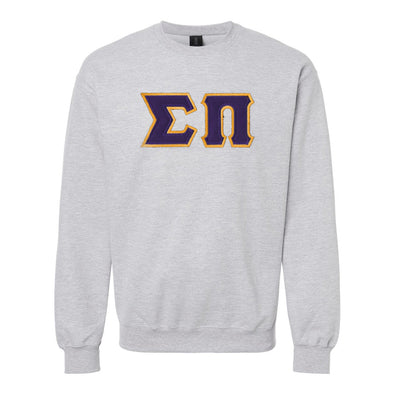 New! Sigma Pi Heather Grey Crewneck With Sewn On Letters