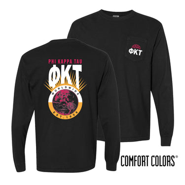 Phi Tau Comfort Colors Retro Worldwide Long Sleeve Tee