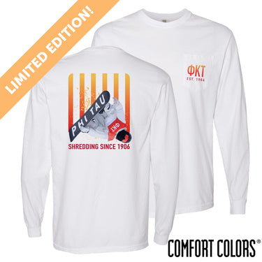 New! Limited Edition Phi Tau Comfort Colors Slope Shredder Long Sleeve Tee