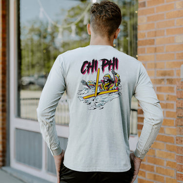 Chi Phi Comfort Colors White Long Sleeve Ski-leton Tee | Chi Phi | Shirts > Long sleeve t-shirts