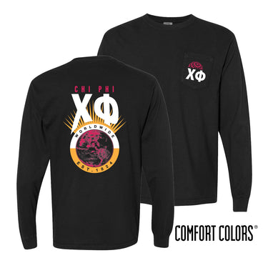 Chi Phi Comfort Colors Retro Worldwide Long Sleeve Tee