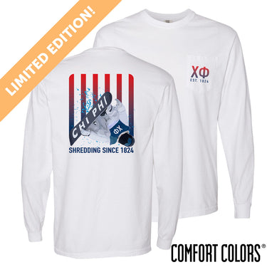 New! Limited Edition Chi Phi Comfort Colors Slope Shredder Long Sleeve Tee