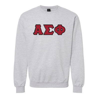 New! Alpha Sig Heather Grey Crewneck With Sewn On Letters