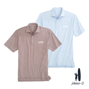 New! Alpha Sig Johnnie-O Striped Polo