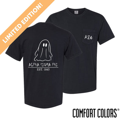 Limited Edition Alpha Sig Comfort Colors Black Ghost Short Sleeve Tee