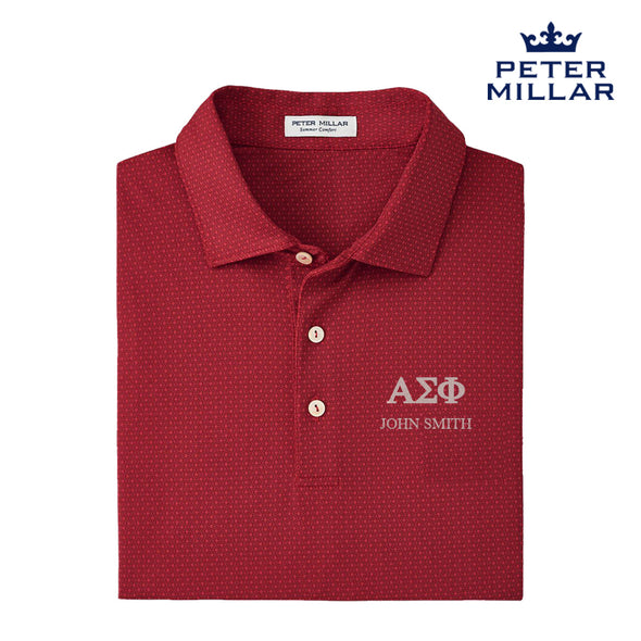 Alpha Sig Personalized Peter Millar Tesseract Patterned Polo With Greek Letters