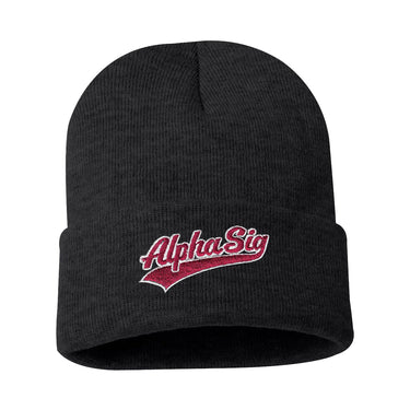 New! Alpha Sig Signature Charcoal Beanie