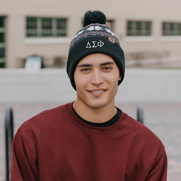 Delta Sig Knitted Pom Beanie