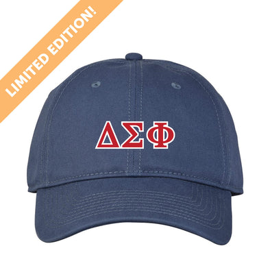 New! Delta Sig Red White and Blue Greek Letter Hat