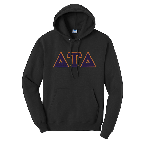 Delt Black Hoodie with Sewn On Greek Letters – Campus Classics