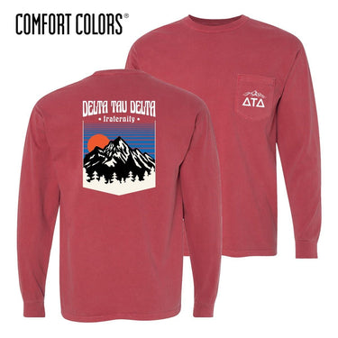 Delt Comfort Colors Long Sleeve Retro Alpine Tee | Delta Tau Delta | Shirts > Long sleeve t-shirts