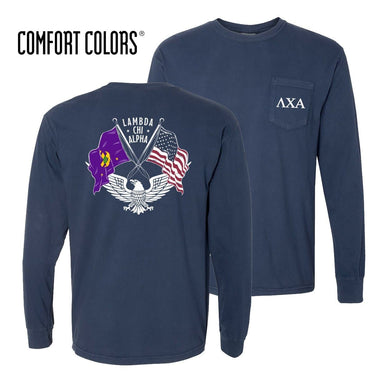 Lambda Chi Comfort Colors Navy Patriot tee | Lambda Chi Alpha | Shirts > Short sleeve t-shirts