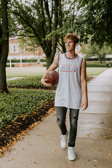 Lambda Chi Retro Block Basketball Jersey | Lambda Chi Alpha | Shirts > Jerseys