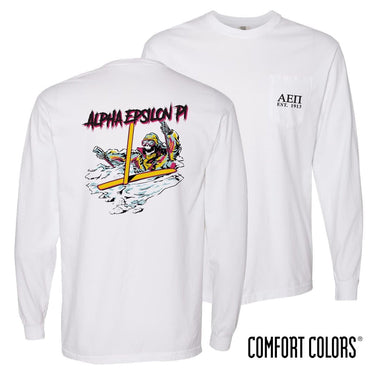 AEPi Comfort Colors White Long Sleeve Ski-leton Tee | Alpha Epsilon Pi | Shirts > Long sleeve t-shirts