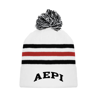 AEPi White Hockey Knit Beanie | Alpha Epsilon Pi | Headwear > Beanies