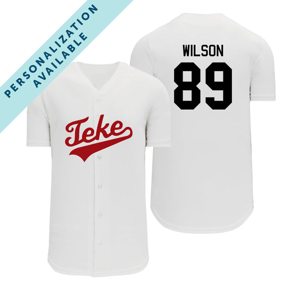 TKE Personalized White Mesh Baseball Jersey XL / Tau Kappa Epsilon