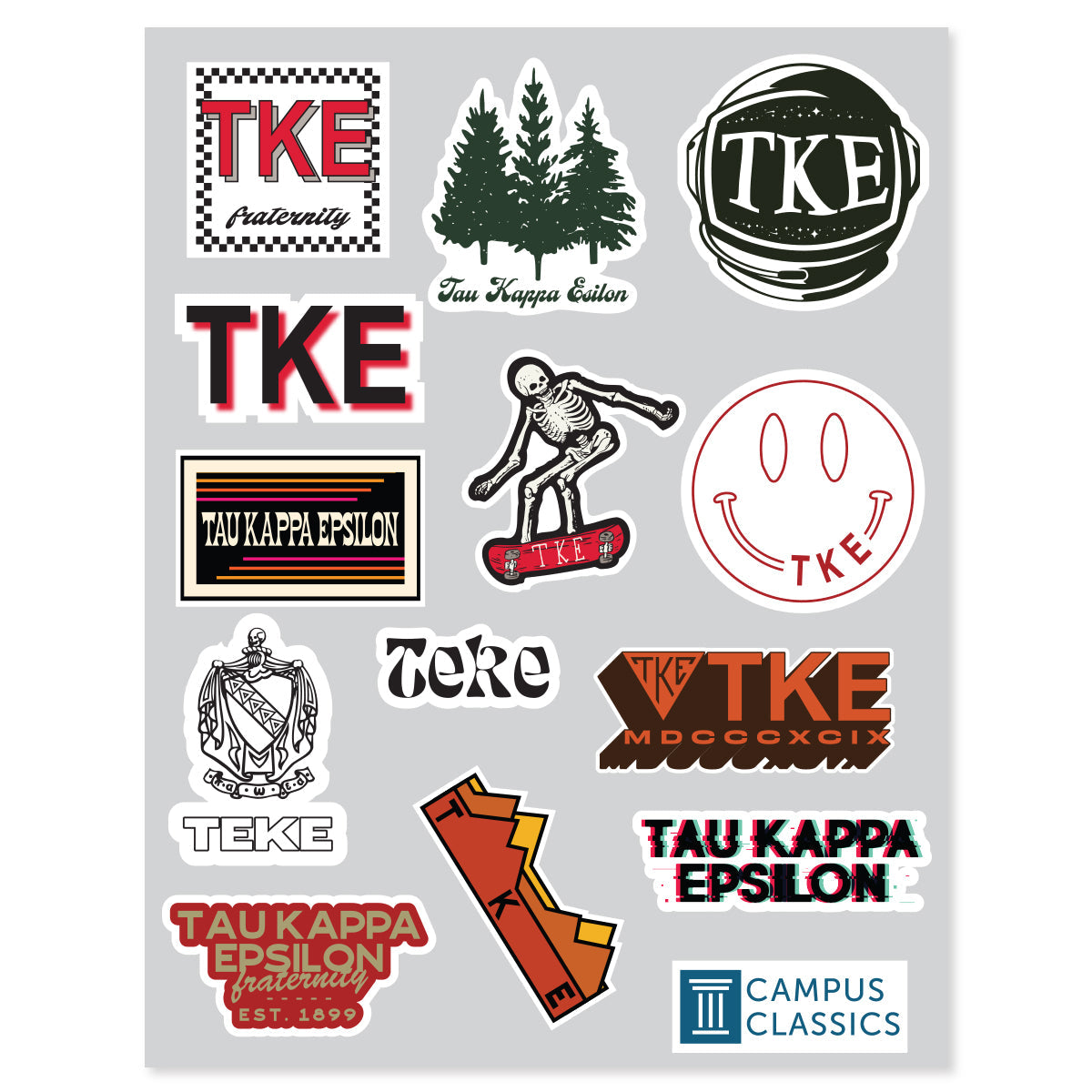 TKE Retro Sticker Sheet – Campus Classics