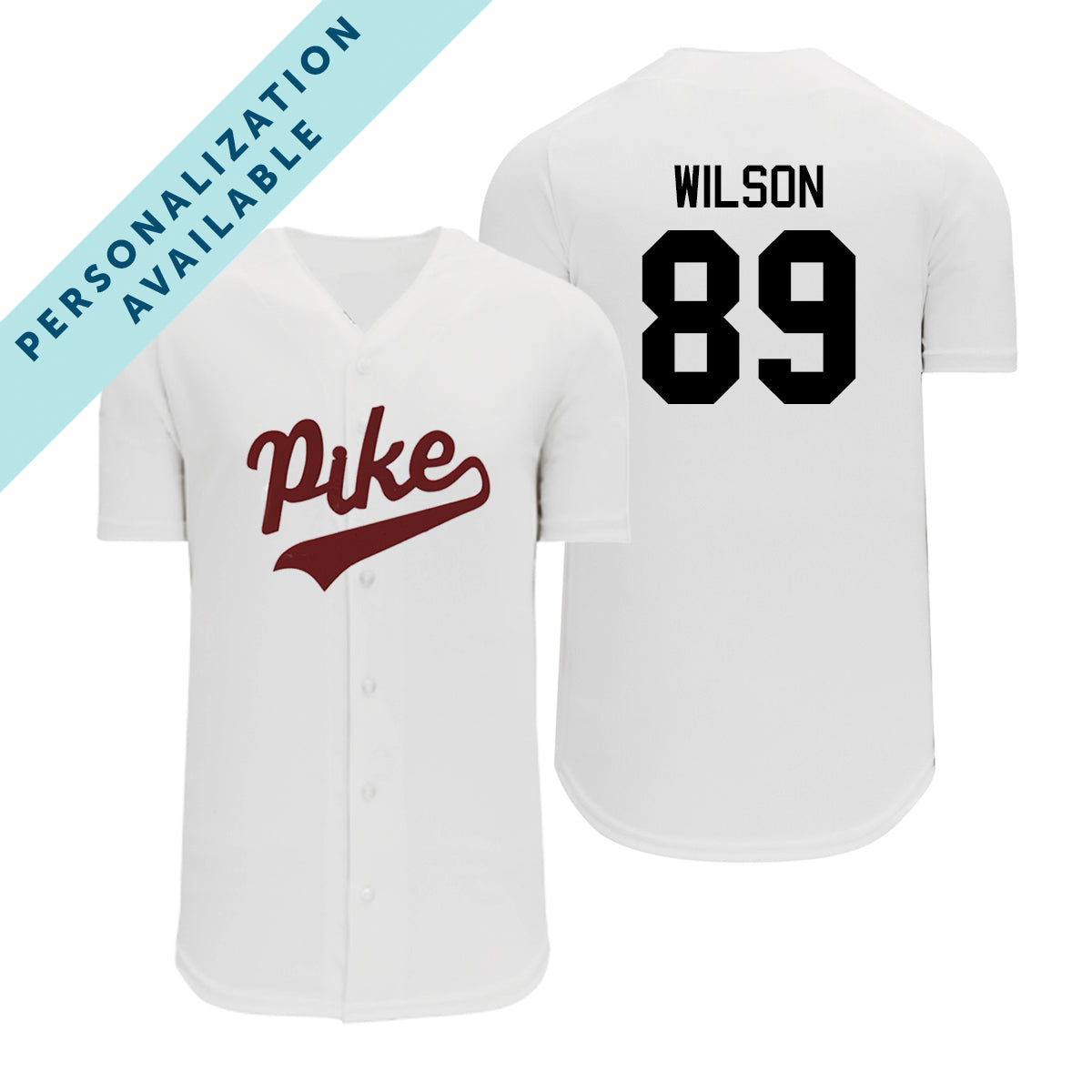 Pike Personalized White Mesh Baseball Jersey XXL