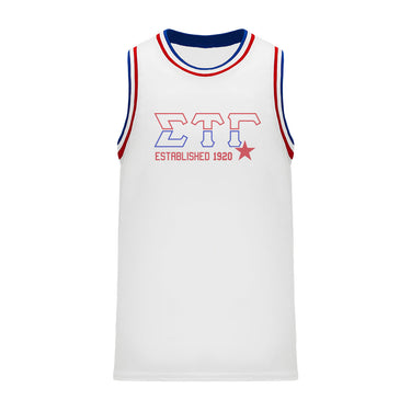 Sig Tau Retro Block Basketball Jersey | Sigma Tau Gamma | Shirts > Jerseys