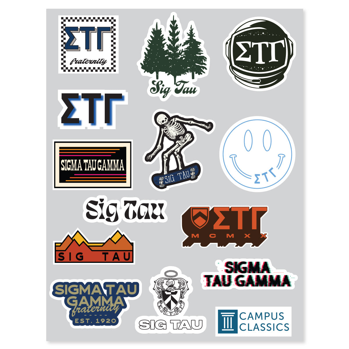 Sig Tau Retro Sticker Sheet – Campus Classics