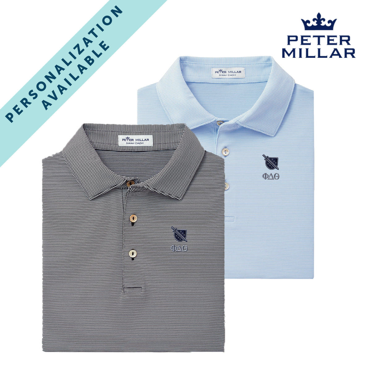 Peter Millar Jubilee Stripe Polo Corporate Logo